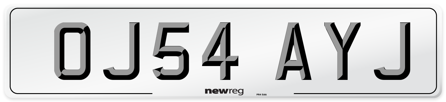 OJ54 AYJ Number Plate from New Reg